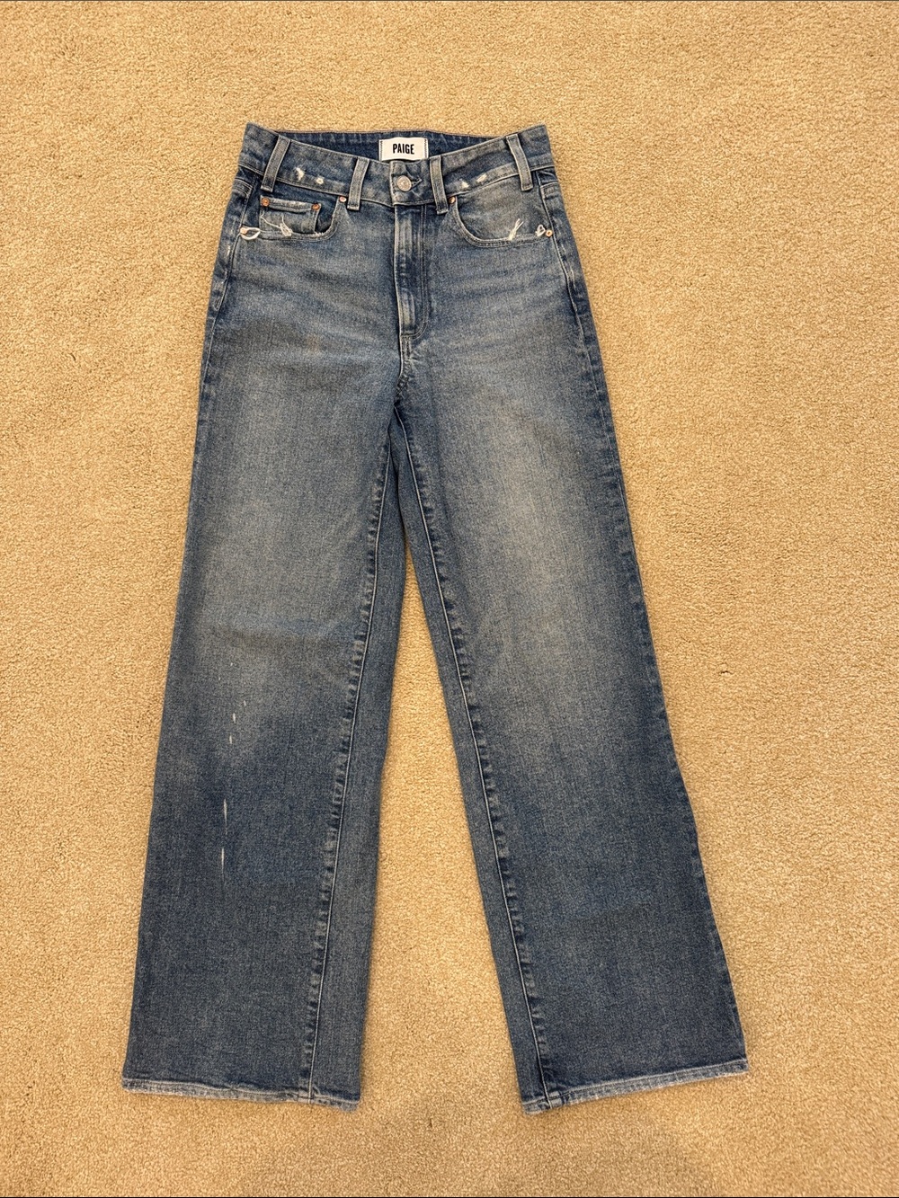PAIGE Wide Leg Jeans in Medium Blue Wash